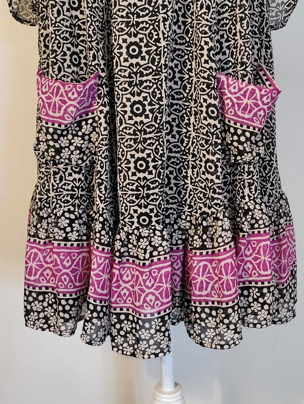 Free People Penny Lane Boho Chiffon Babydoll Dress XS Pockets Lined